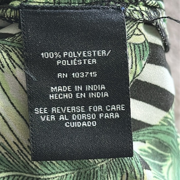 Sharagano Green Leaf Print Blouse Size Small - Picture 5 of 8